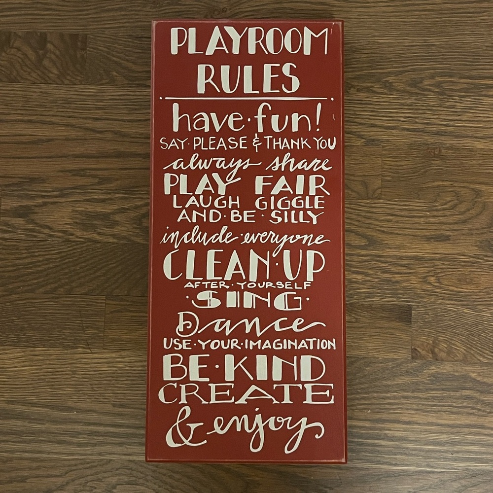 Playroom Rules Wooden Sign - Picture 2 of 7